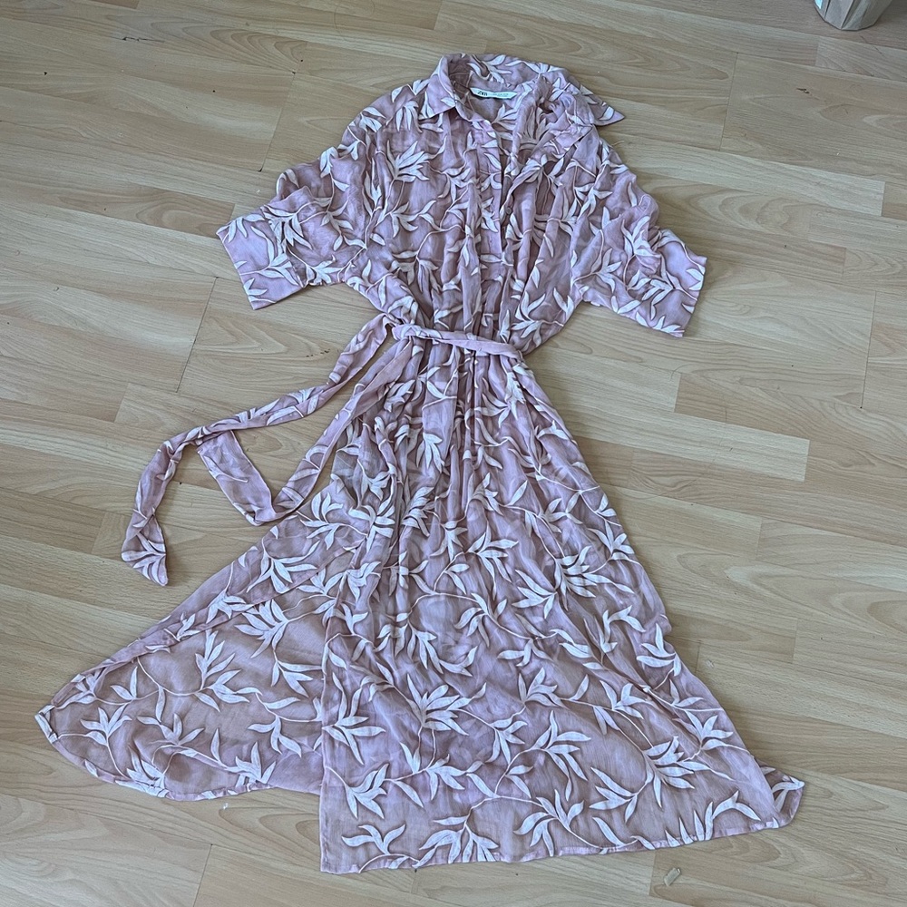 Zara Embroidered Semi Sheer Cover Up